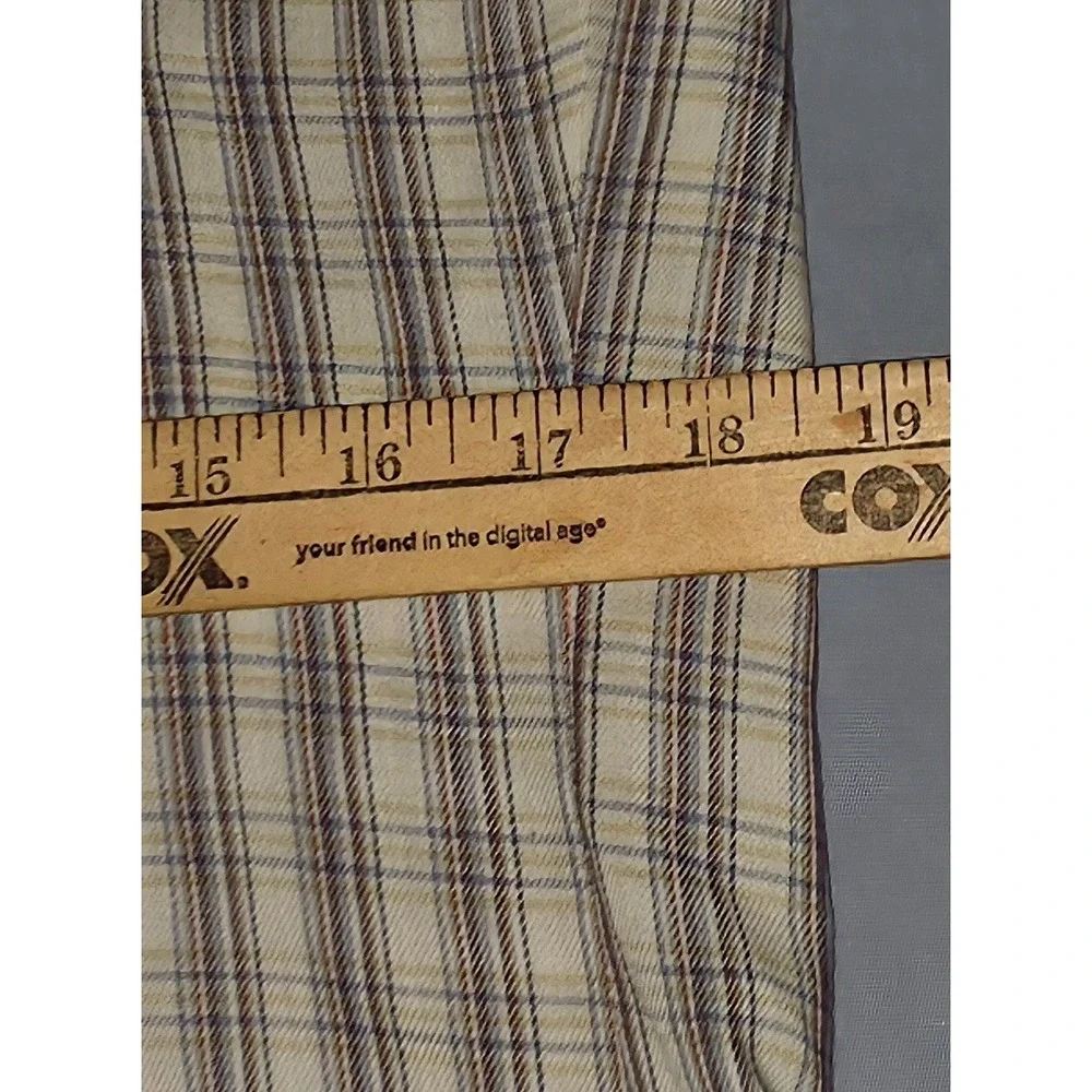 Vintage 70s Levis White Tab Western Brown Plaid Button Up Shirt Single Stitch M